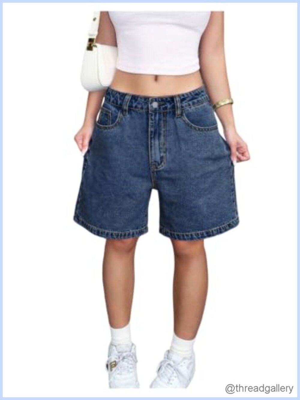 Milumia Women's Y2k Denim Bermuda Shorts Low Rise Wide Leg Jean Shorts